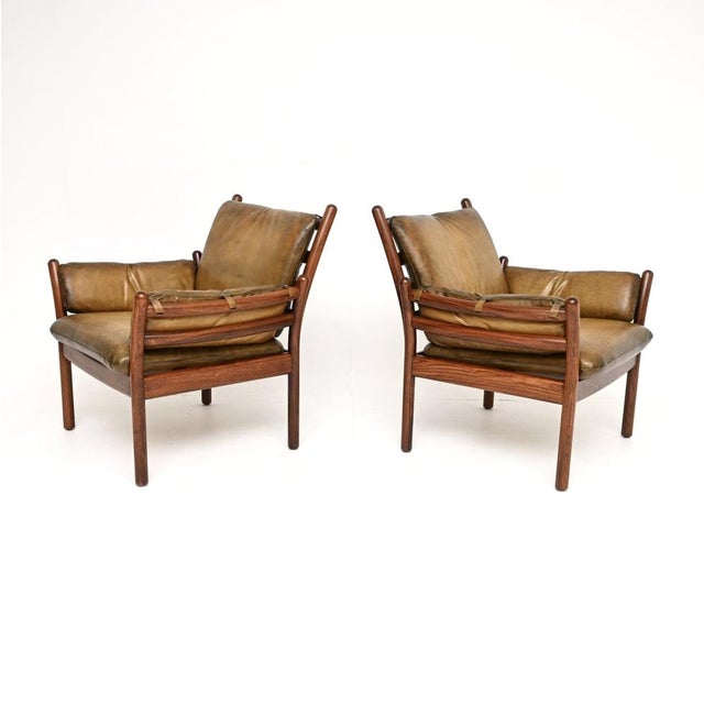 CFC Silkeborg Vintage Danish Armchairs by Illum Wikkelso for CFC Silkeborg, 1960, Set of 2 For Sale - Image 4 of 11