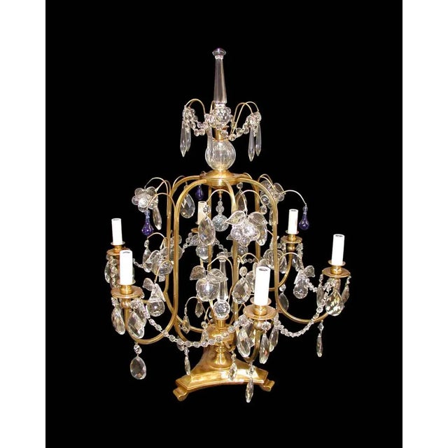 Metal Argentine Five Arm Crystal Table Lamp For Sale - Image 7 of 7