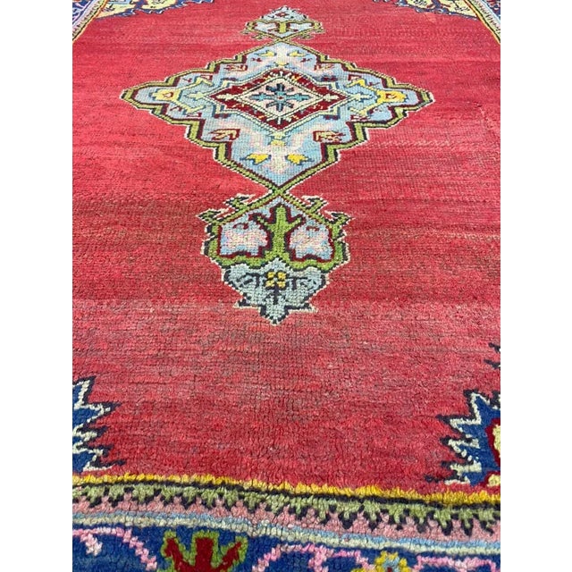 1940s Vintage Handwoven Turkish Oushak Area Rug 4'4" X 6'0" For Sale - Image 10 of 12