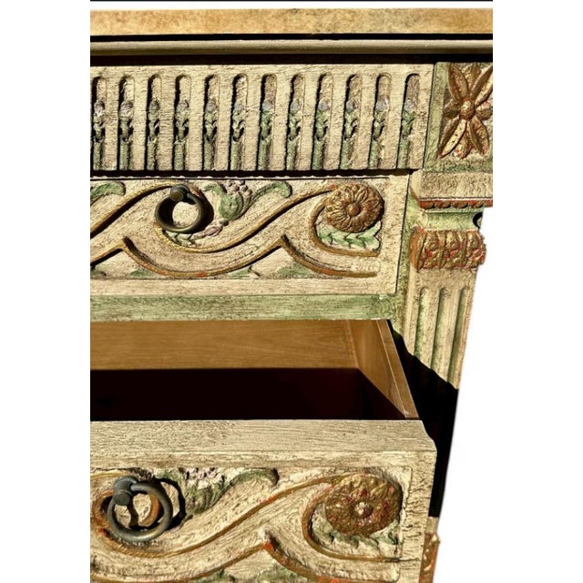 1980s Venetian Style Painted Palm Beach Regency John Widdicomb Chest of Drawers For Sale - Image 11 of 16