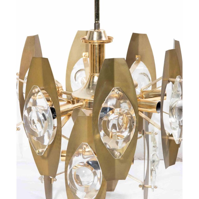 Chandelier Gaetano Sciolari for Oscar Torlasco. Stilkronen production from the 60s. Label present. 12 lamps. H: 55 cm x 53...