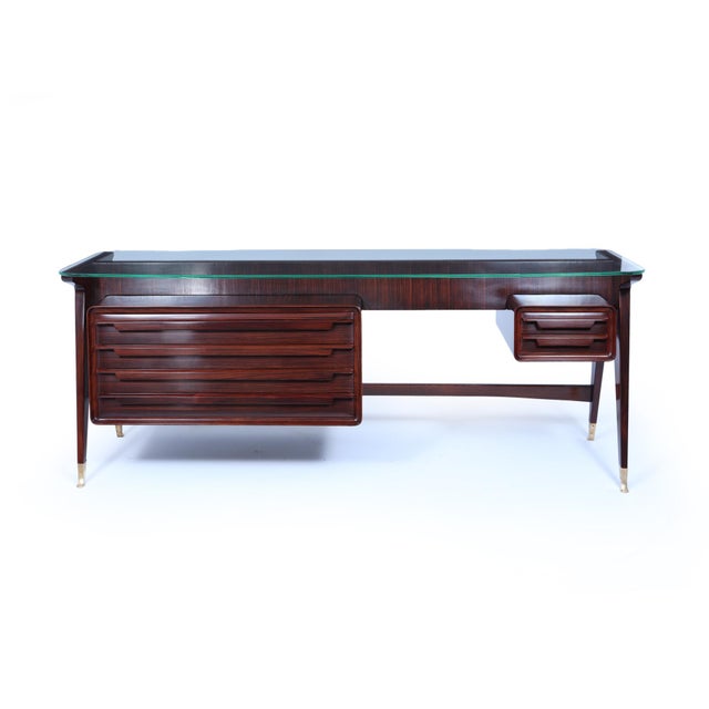 Mid-Century Italian Desk in Macassar Ebony by Dassi, 1950, in Very Good conditions. Designed 1950 to 1959 I have official...