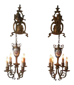 Floral Pendant Lights or Sconces - a Pair