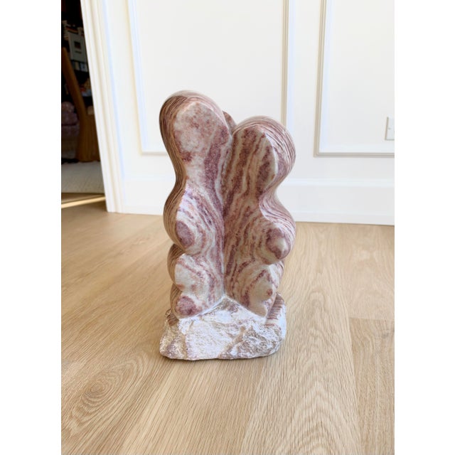 Sienna 1990s Kay Hofmann Signed Hand-Carved Spanish Alabaster “Butterfly Woman” Abstract Sculpture For Sale - Image 8 of 11