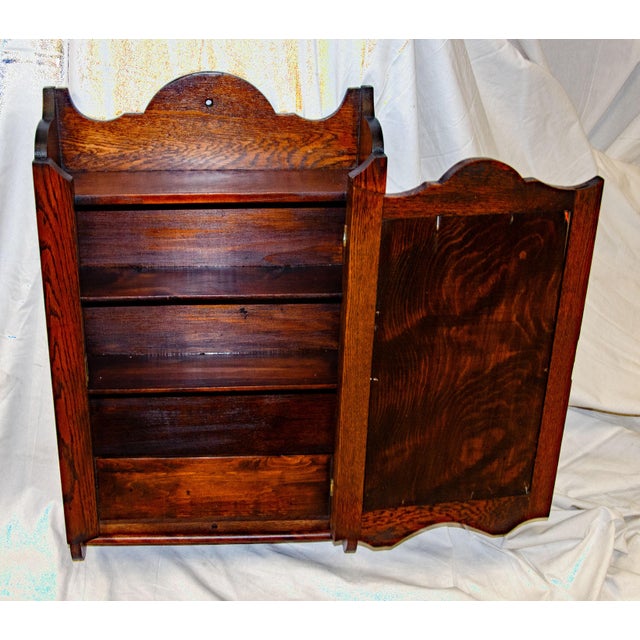Antique Oak Hanging Medicine Cabinet For Sale In San Francisco - Image 6 of 7