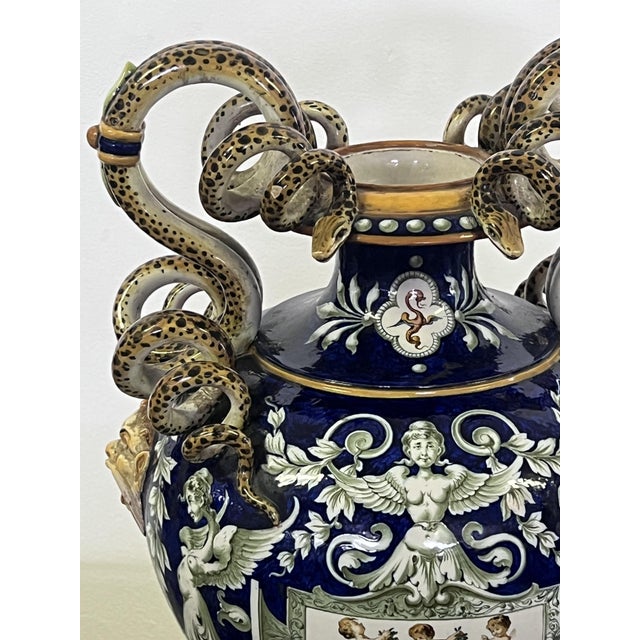 1980s Vase with Hand-Painted Decorative Snakes from Ginori, Early 20th Century For Sale - Image 5 of 10