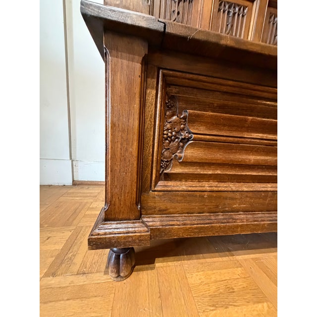 Antique Heavily Carved German Bench Oak 1800s For Sale In Panama City, FL - Image 6 of 10