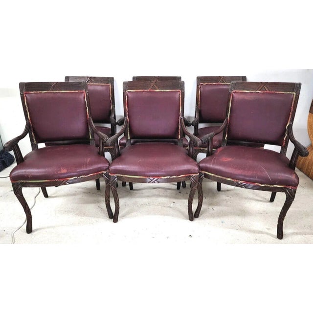 Vintage French Mahogany Dining Armchairs - Set of 6 For Sale - Image 9 of 13