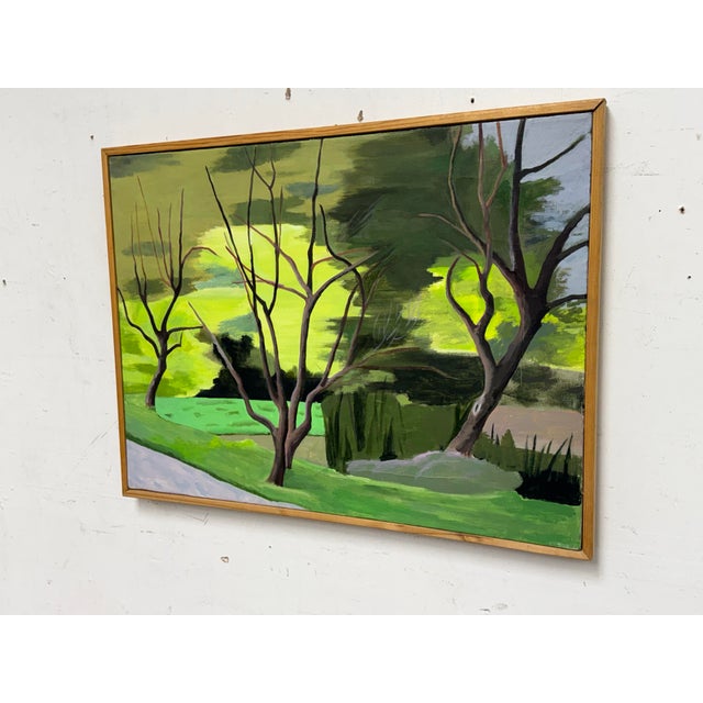 Postmodern Post Modern Colorful Landscape of Bare Trees, Framed For Sale - Image 3 of 12