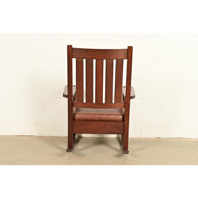 Gustav Stickley Antique Mission Oak Arts & Crafts Rocking Chair, Circa 1910 For Sale - Image 11 of 13