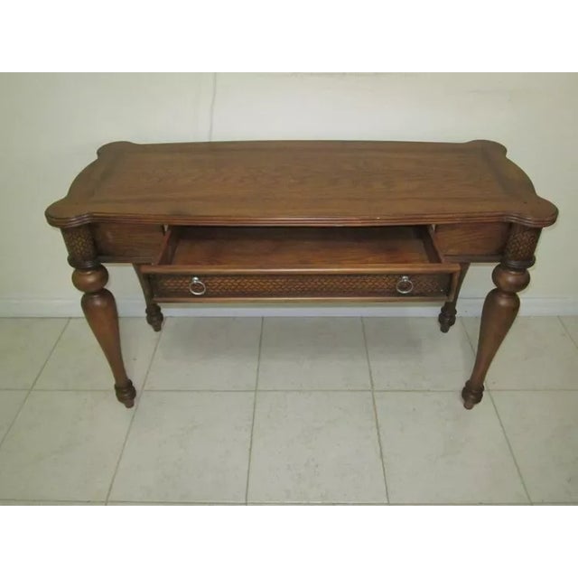 1980s Tommy Bahama Style Writing Desk One Drawer Medium Tone For Sale In Naples, FL - Image 6 of 12