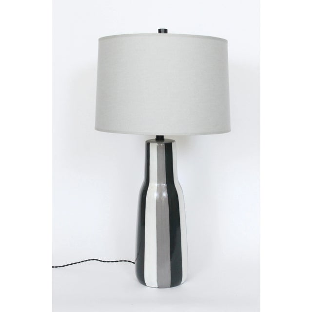 Mid-Century Modern Tall Design-Technics Black, White & Gray Pottery Table Lamp, 1950's For Sale - Image 3 of 13