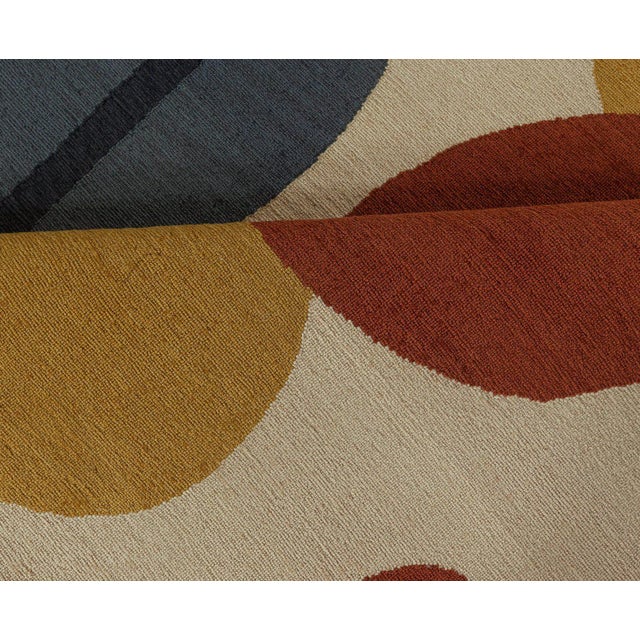 Doris Leslie Blau New Art Deco inspired beige, black, blue, gold, red, wool rug Size: 5'0" × 8'2" (152 × 248 cm)...