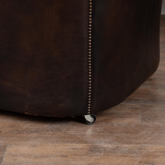 Pair, Chesterfield Brown Leather Armchair Club Chairs, Denmark Circa 1940-60 For Sale - Image 15 of 16