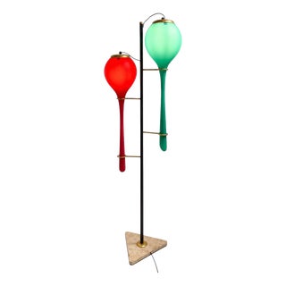 Glass and Metal Floor Lamp from Stilnovo, Italy, 1950s For Sale