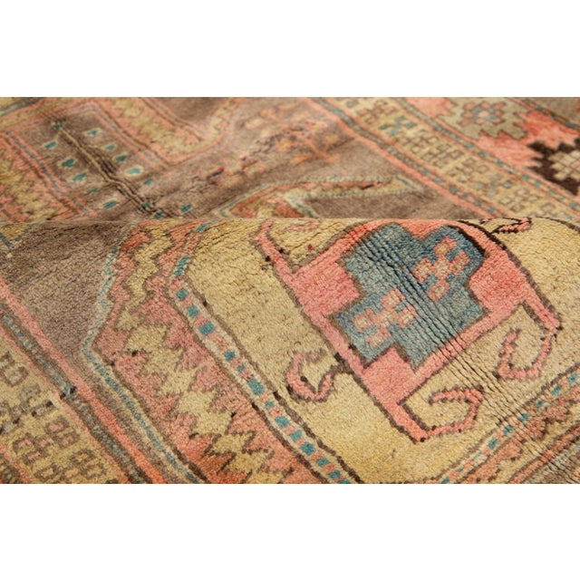 Light Brown Vintage Heriz Wool Rug With a Tribal Pattern in Peach Color For Sale - Image 9 of 11