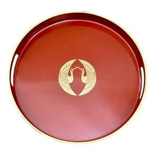 Vintage Orange Tray With Bird Details For Sale