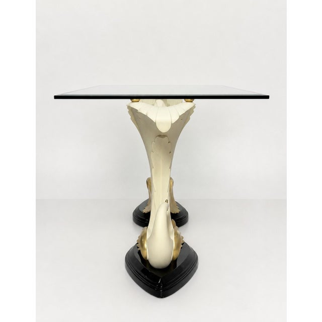 Metal 1980s San Sen, Brass & Glass Swan Console Table for Art House Jofral Spain, Labeled For Sale - Image 7 of 18