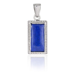 Artisan 13.98 Ct Lapis Lazuli Cabochon Pendant With Braided Border in 925 Sterling Silver For Sale