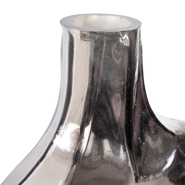 Glass Advik Polished Silver Vase- Short For Sale - Image 7 of 11
