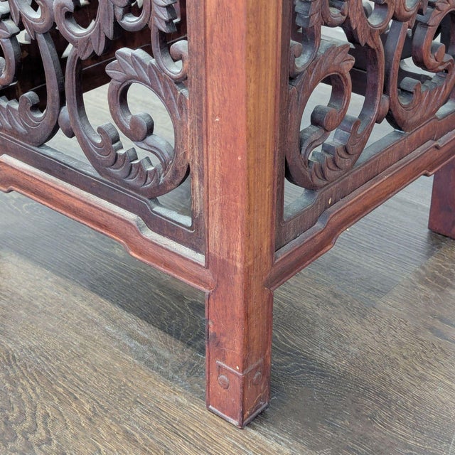 Chinese Rosewood Carved Plant Stand With Stone Top For Sale In San Francisco - Image 6 of 6