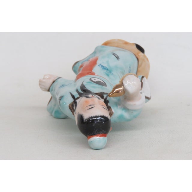 Blue Fu Xing Chinese Ceramic Figurine Hand Painted Blue Robes With Golden Gourd 5024b For Sale - Image 8 of 11