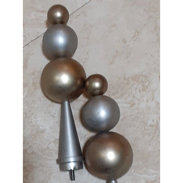 Contemporary Custom Showhouse Heavy Metal 10" Tall Solid Designer Rods/Finials Gold and Silver - 4 Available For Sale - Image 3 of 5