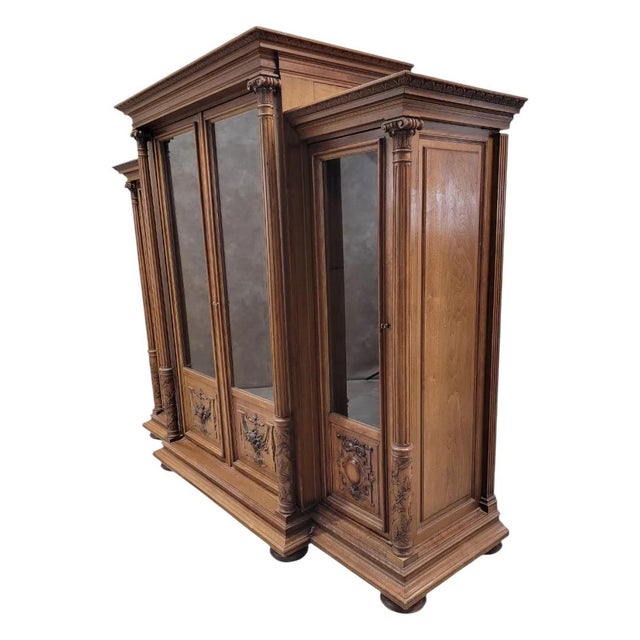 Antique French Victorian Eastlake Style Carved Display Cabinet For Sale - Image 12 of 12