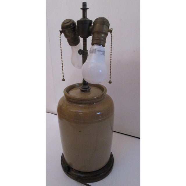 Moroccan Vintage Morrocan Glaze Terra Cotta Double Socket Lamp For Sale - Image 3 of 11