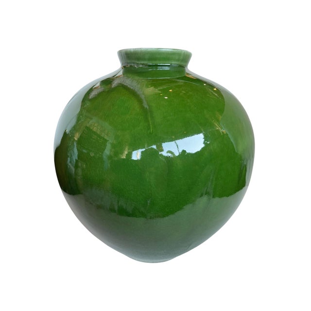 French French Green Glazed Ceramic Vase For Sale - Image 3 of 6