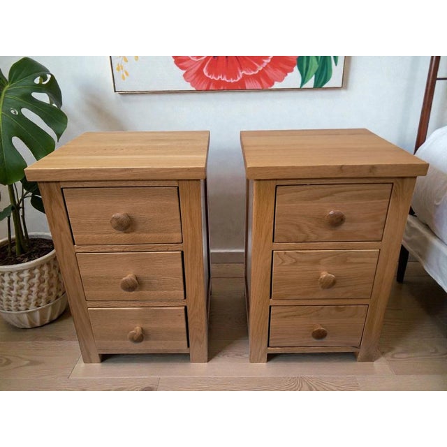 Vintage Bedside Tables in Oak, Set of 2 For Sale - Image 3 of 18