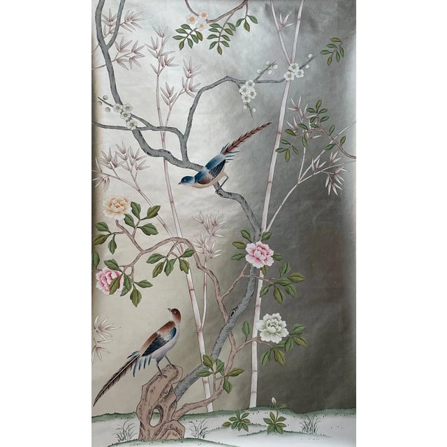 Not Yet Made - Made To Order Chinoiserie Hand Painted Wallpaper Mural- 2 Panels For Sale - Image 5 of 8