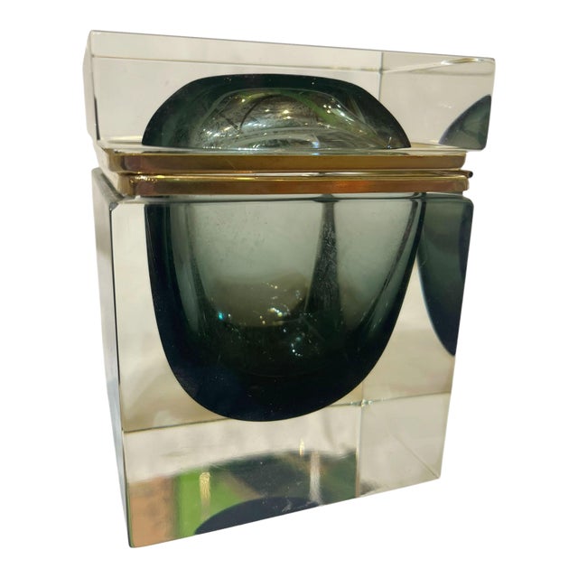Sommerso Murano Glass Box For Sale