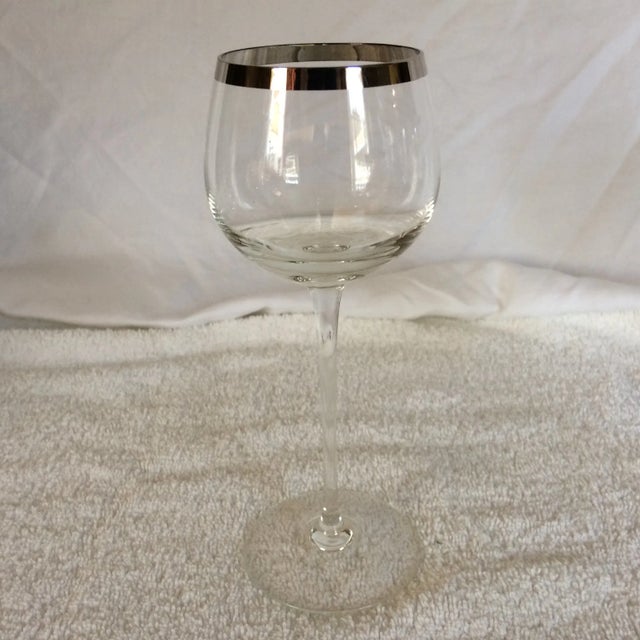 Mid-Century Modern Tall Platinum Rim Wine Glasses - Set of 6 For Sale - Image 3 of 13
