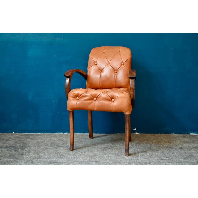 Bridge Chair in Cognac Leather, 1930s For Sale - Image 14 of 14