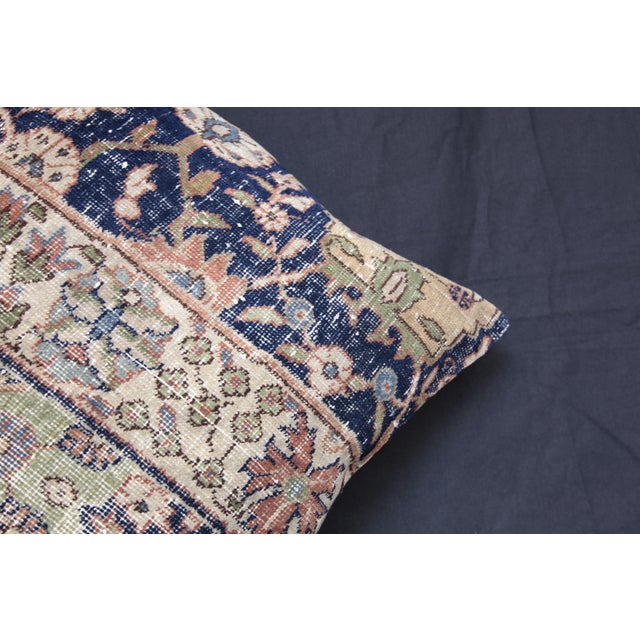 Handwoven Navy Blue& Green Tone Rug Pillow Case -20'' X 20'' For Sale - Image 10 of 13