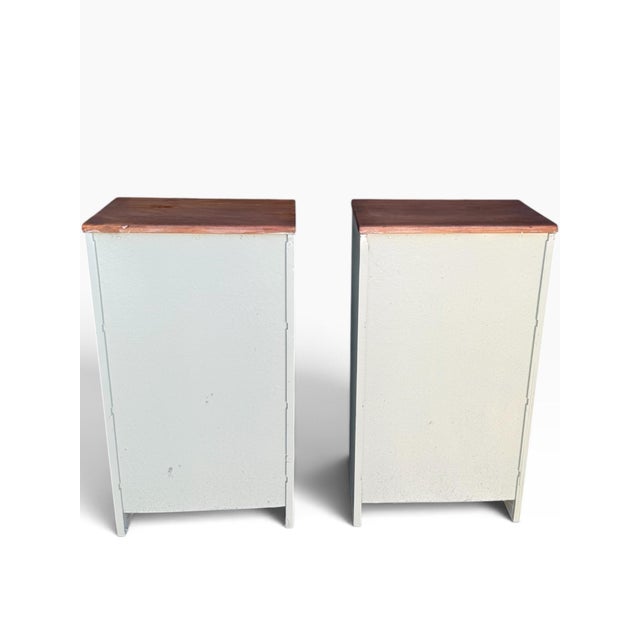 Wood Vintage Handmade Solid Wood Pair of Nightstands Refinisfed in Walnut and Sage Green For Sale - Image 7 of 9