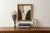 Original abstract painting in a gorgeous antique gold frame. This geometric piece has a palette of beige, dusty mauve /...