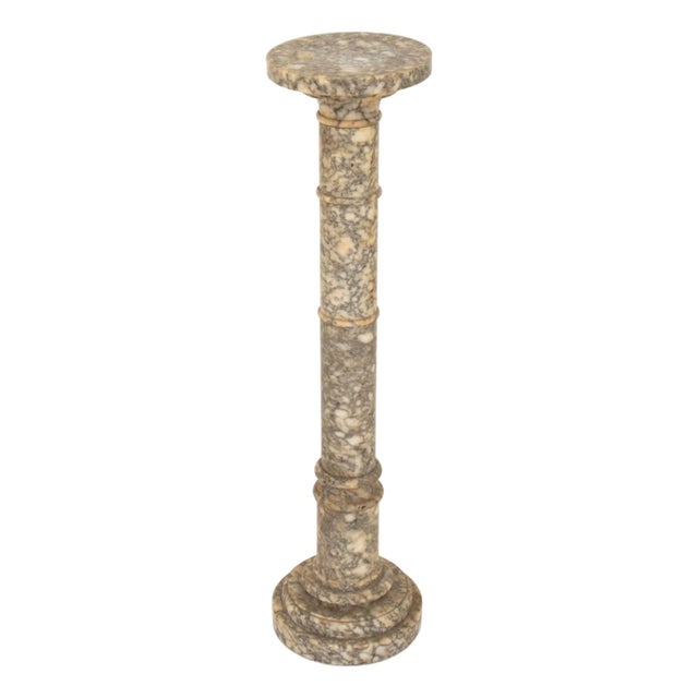 White and Grey Veined Marble Pedestal, Ca. 1900 For Sale