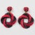 Contemporary Richard Kerr Red and Black Jeweled Pair of Dangle Clip Earrings For Sale - Image 3 of 6