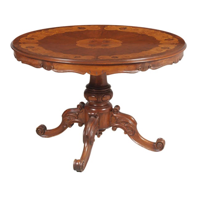 Baroque Style Sorrento Inlaid & Carved Walnut Table, 1920s For Sale - Image 11 of 11