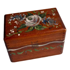 Swedish Folk Art Hand-Painted Trinket or Recipe Box