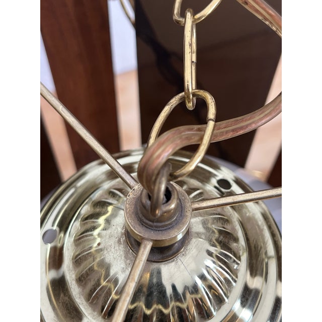 1970s Mid-Century Modern Swag Lamp Light With Smoked Lucite & Wood Panels For Sale - Image 10 of 12