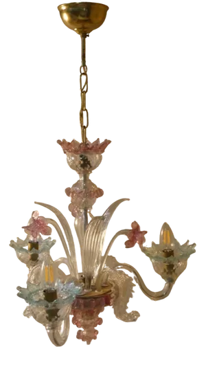 Murano Glass and Brass Chandelier, 1950s