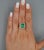 Green Gia Certified 4.3 Carat Colombian Emerald 18k Gold Button Sunburst Ring, Size 7.5 For Sale - Image 8 of 13