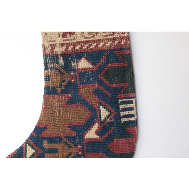 Early 20th Century Boho Christmas Stocking Made From Antique Rug For Sale - Image 5 of 6