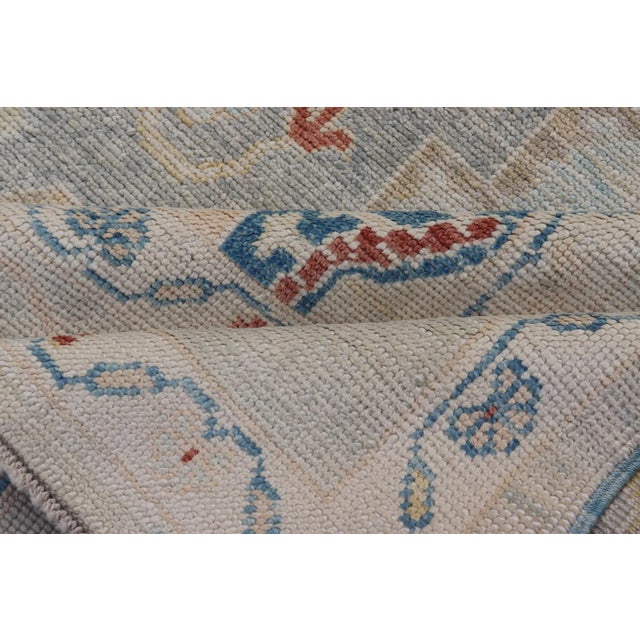 Modern Oushak Turkish Rug by Keivan Woven Arts, Light Blue & Ivory 8'5 X 11'9 For Sale - Image 4 of 12
