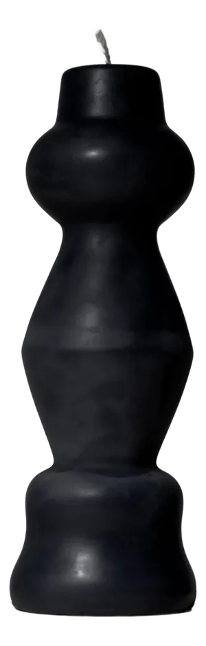 Sculptural Postmodern Beeswax Pillar Candle No.01 in Midnight Black