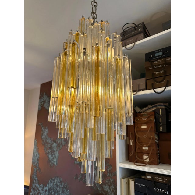 Murano Amber and Clear Glass Pendant Light from Venini, 1960s For Sale - Image 3 of 11