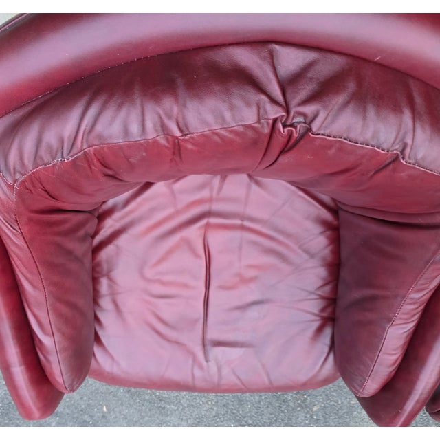 Pair of Vintage Oxblood Leathercraft Postmodern Lounge/Club Chairs For Sale - Image 11 of 14